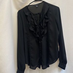Black blouse with ruffles